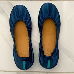 Tieks blue shiny flats